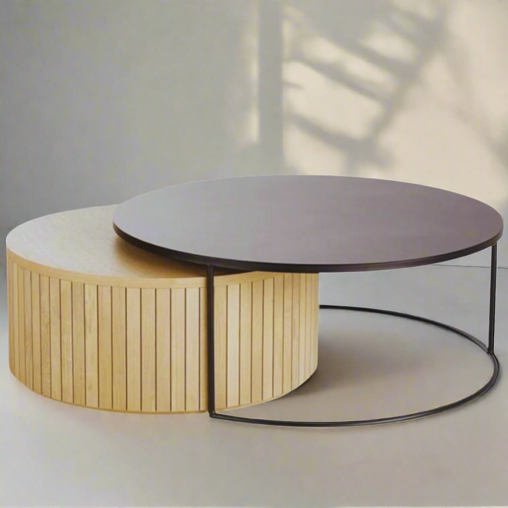 Sagebrook Oak Coffee Table Set: Elevate Your Living Space
Discover the perfect blend of style and functionality with our exquisite nesting round Sagebrook Oak Coffee Table Set. Crafted from solid Oak and sleek metal, this duo combines durability, warmth, and modern sophistication.Unique Boys.