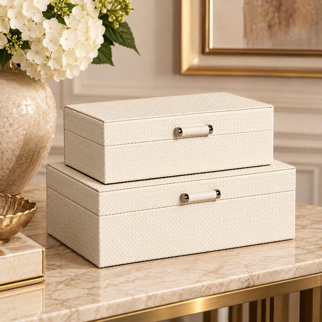Shagreen Box Ivory – Set of 2