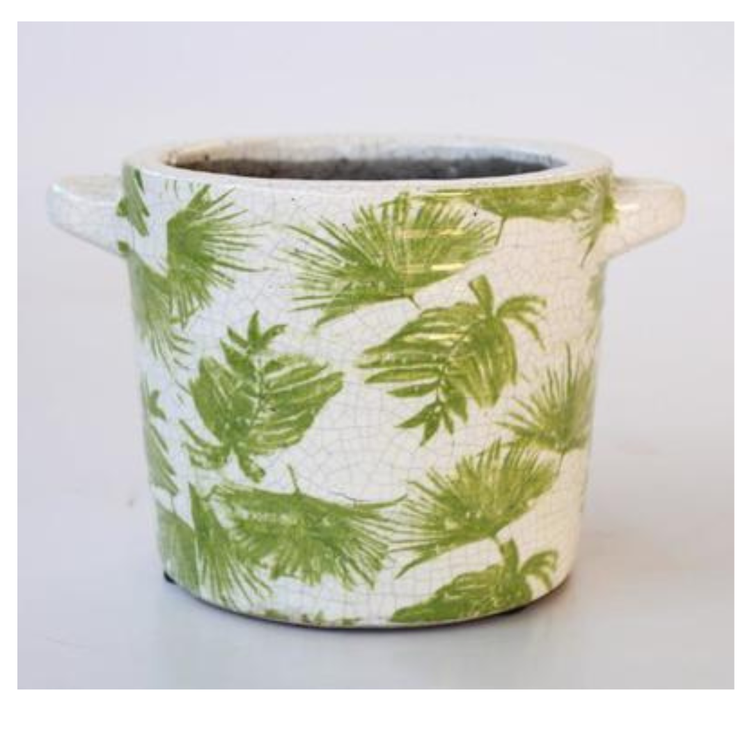 Charming Small Green Leaf Distressed Planter with Handle
Bring a touch of rustic charm to your home with this small green leaf distressed planter. Measuring 13x19.5x15cm, its distressed finish and adorable green leaf design make it perfect for displaying plants, flowers, or herbs. The handle allows for easy movement, making it a versatile decorative piece for any room.