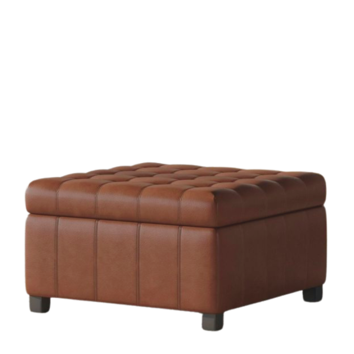 Square Leather Ottoman