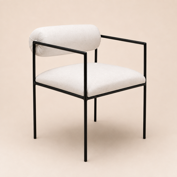 Steel Haven occasional chair with cream upholstery and black steel frame