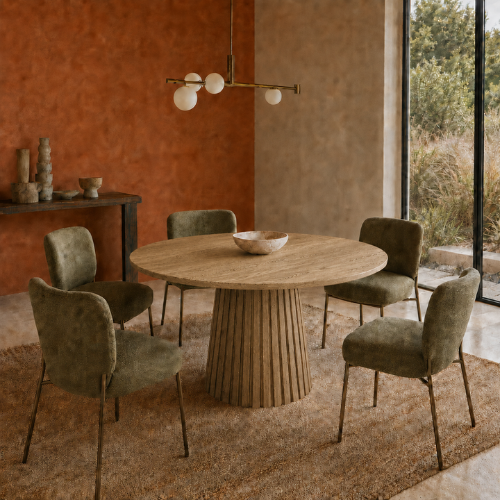 Handcrafted oak slatted-base dining table with Rubio Monocoat finish