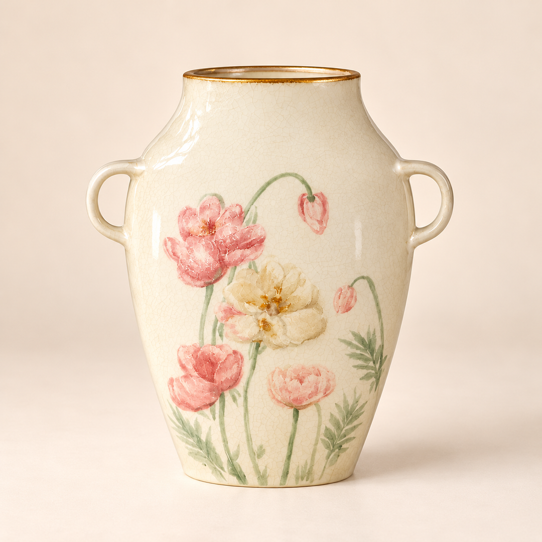 Tall Flat Floral Jar