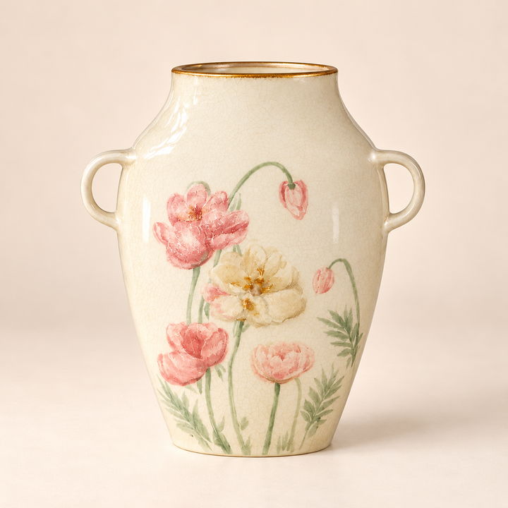 Tall Flat Floral Jar