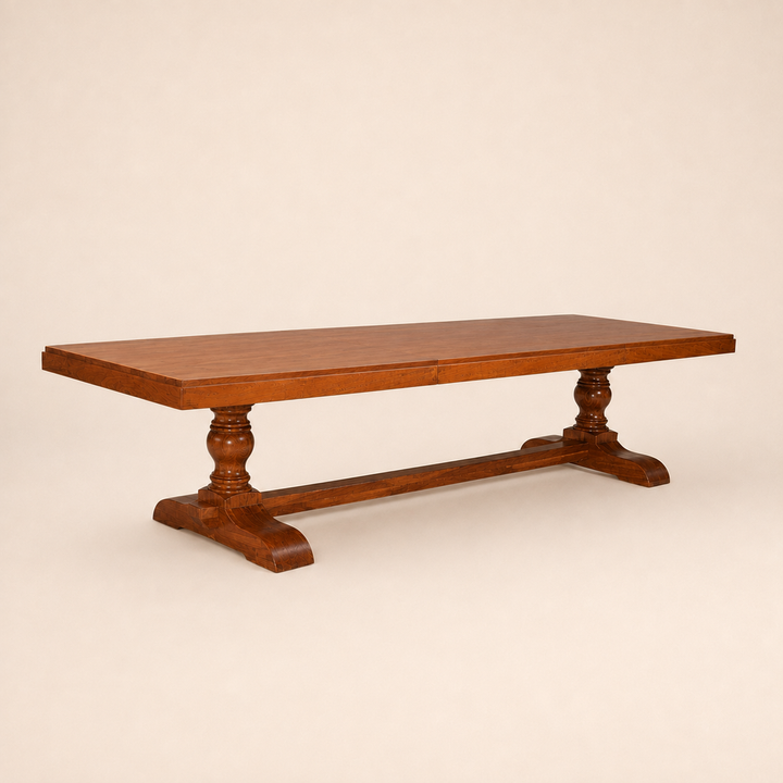 Luxury bespoke Teak Centre Turned Leg Dining Table handcrafted in South Africa by Unique Boys