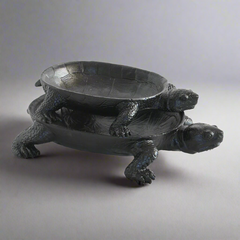 Resin turtle platter black set 2