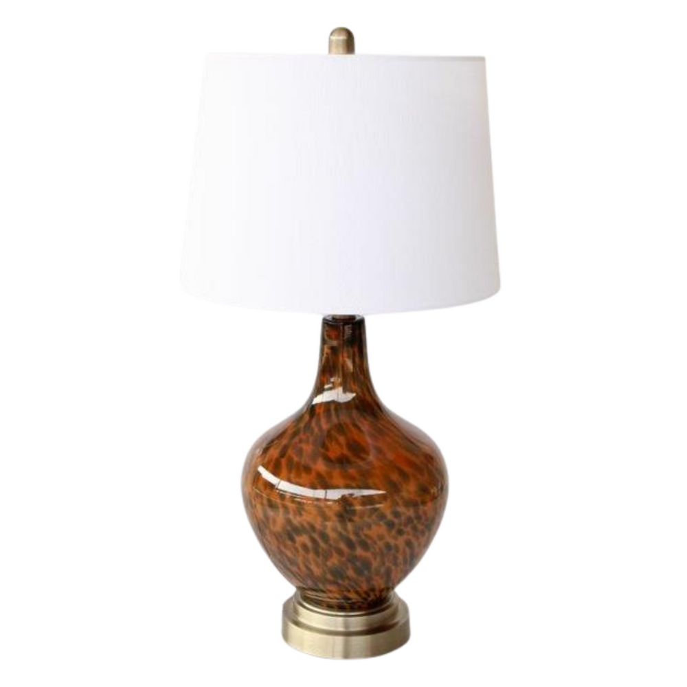 Tortoise Shell Lamp Base White Finial &amp; Harp Shade 67X36cm
Elevate your home decor with our exquisite Elegant Tortoiseshell Lamp Base, a masterpiece of design and functionality. This stunning piece is expertly crafted to add a touch of sophistication and glamour to any room, making it a perfect addition to your living space.
The lamp base features a unique and rich tortoiseshell design, with intricate patterns that evoke a sense of luxury and refinement.