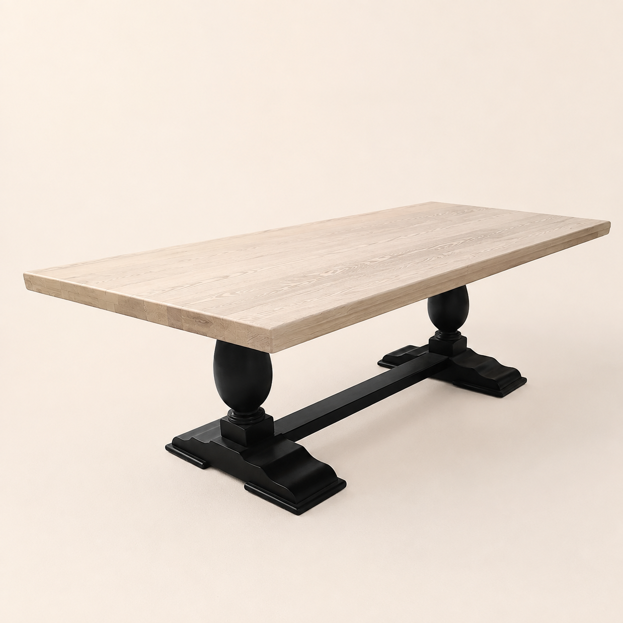 Solo solid hardwood block turned-leg dining table by Unique Boys