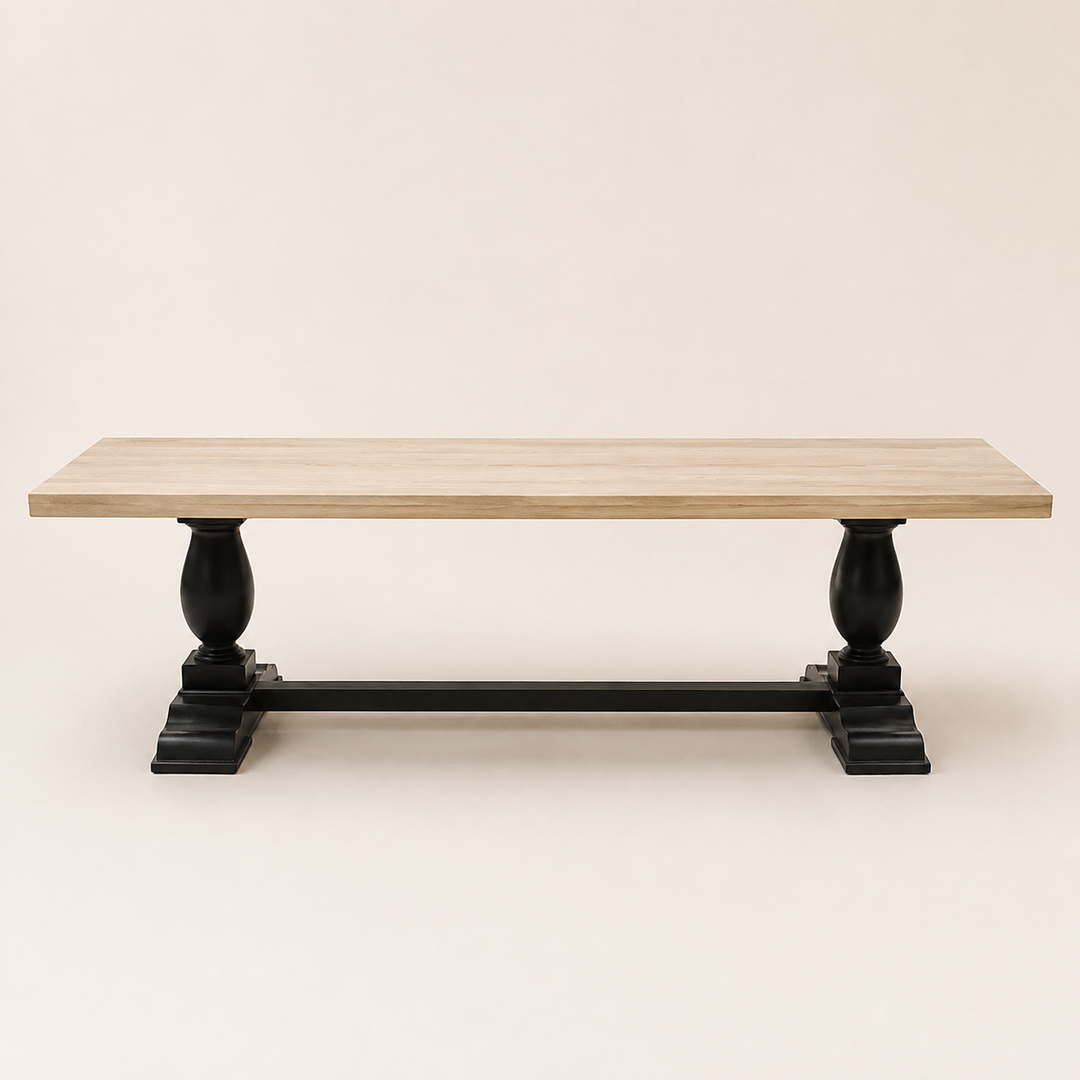 Luxury bespoke dining table with square-block turned legs