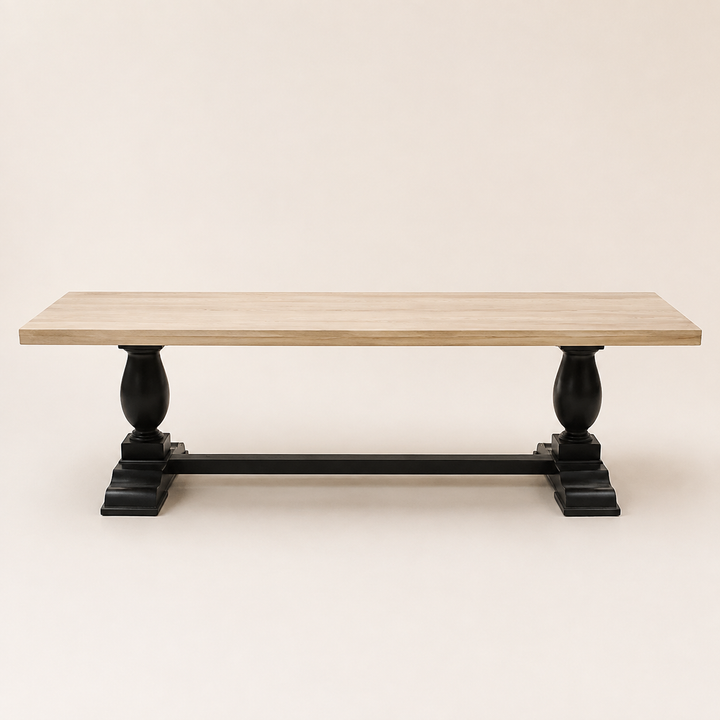 Luxury bespoke dining table with square-block turned legs
