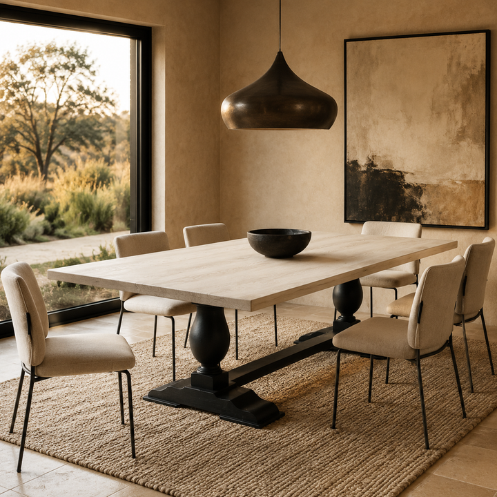 Custom-made solid wood dining table handcrafted in South Africa