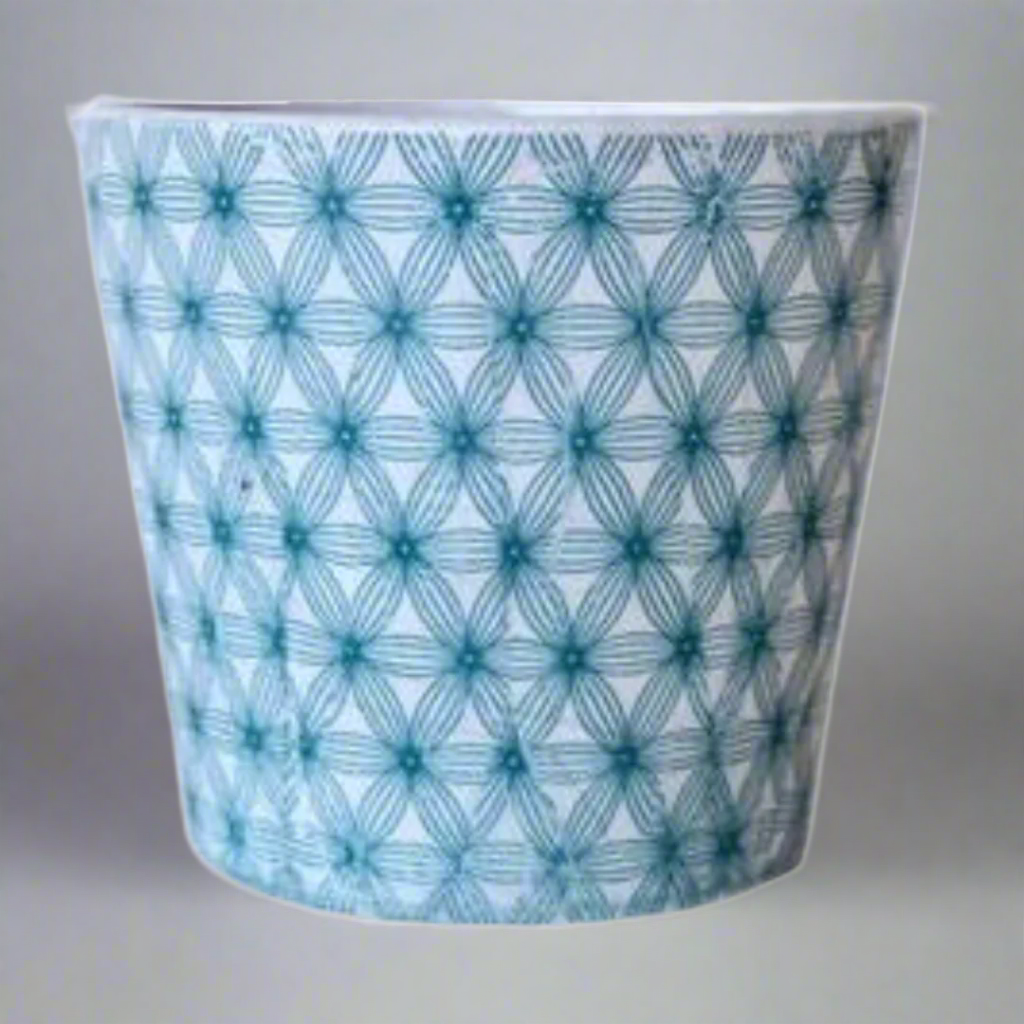Turquoise Round Crisscross Planter  14X16cm