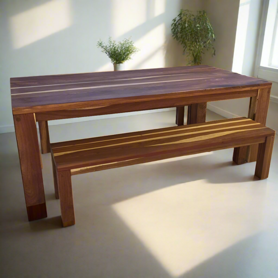 Unique Boys Kiaat Straight leg table table 2400x1000mmKiaat Straight leg table
Kiaat Straight Leg Table
Elevate your dining or workspace with our stunning Kiaat Straight Leg Table, crafted from the finest South African Kiaat wood. This durable and sustainable hardwood is renowned for its beautiful grain patterns and exceptional durability.