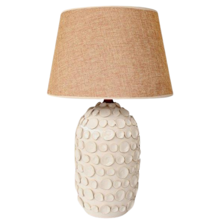 OFF WHITE PETAL CERAMIC LAMP BASE BEIGE SHADE 64X40CM
