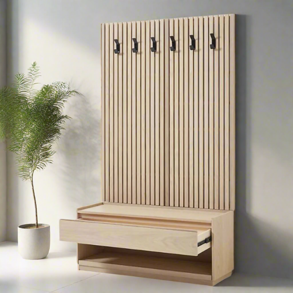 York cloak Oak Slatted wall Unit