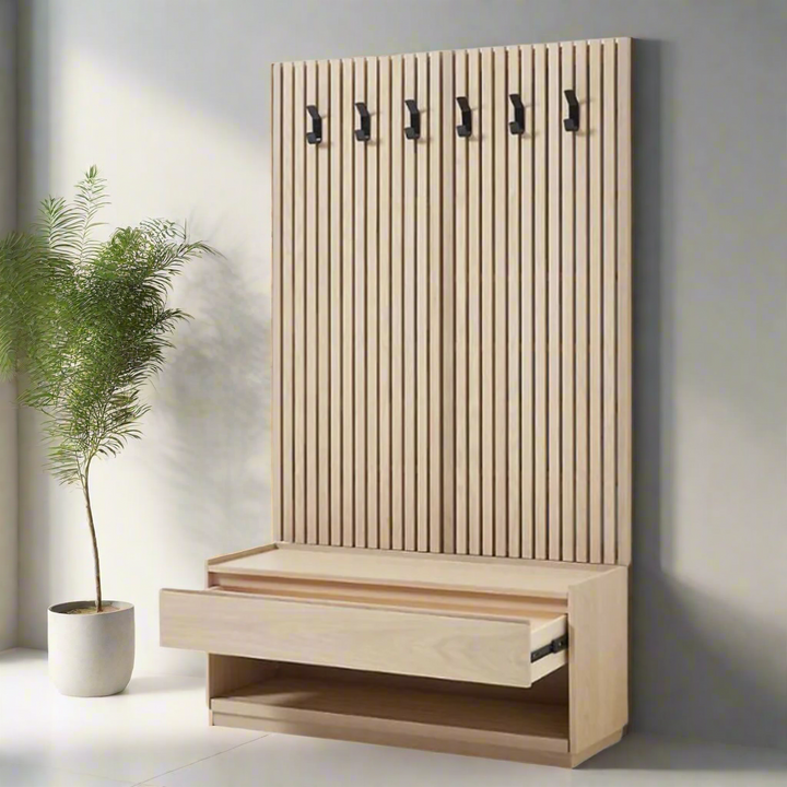 York cloak Oak Slatted wall Unit