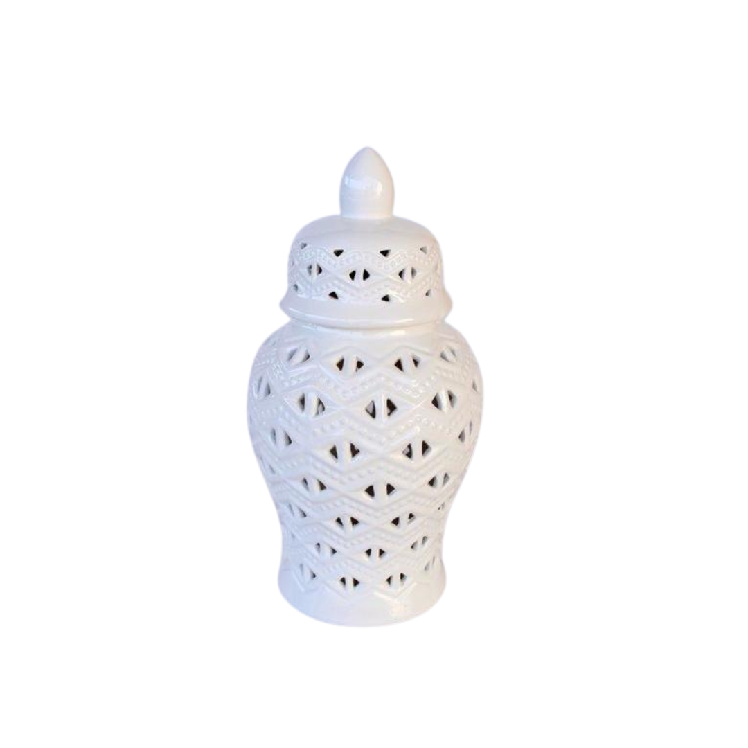 Bring a touch of sophistication to your home with our stunning Medium White Cut-Out Ginger Jar. Measuring 36x37cm, this beautifully crafted piece features intricate cut-out designs that create a lovely visual effect. Its classic white finish adds a touch of refinement to any room. unique boys 