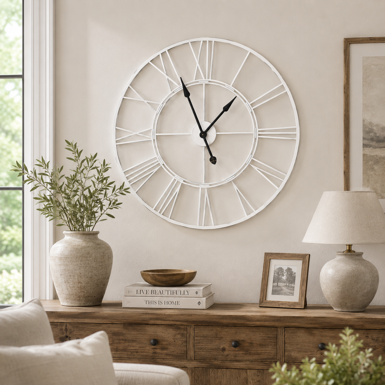 Add timeless style with the White Cut Out Clock, a striking decorative feature for any interior wall.