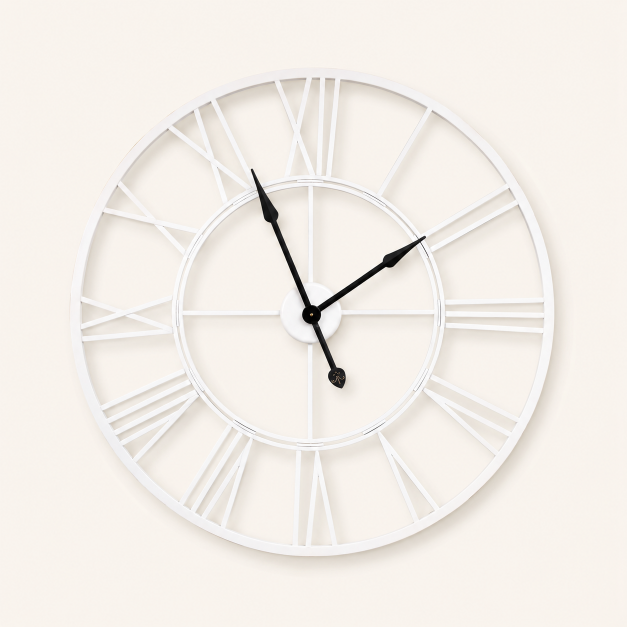 White Cut Out Clock featuring an elegant open-frame design, perfect for modern and classic interiors.