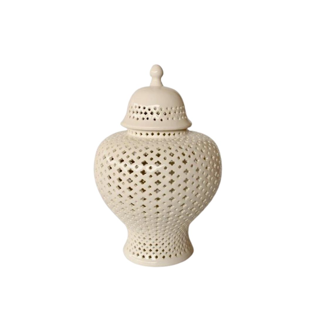 Make a Statement with Elegance: White Extra Large Fat Cut-Out Ginger Jar
Elevate your space with the majestic White Extra Large Fat Cut-Out Ginger Jar, a stunning piece that embodies elegance and sophistication. Measuring 49x30cm, this extra-large jar is expertly handcrafted with high-quality materials, ensuring durability and longevity. Its beautiful cut-out design and glossy white finish add a touch of refinement, making it a perfect fit for various decor styles. www.uniqueboys.co.za