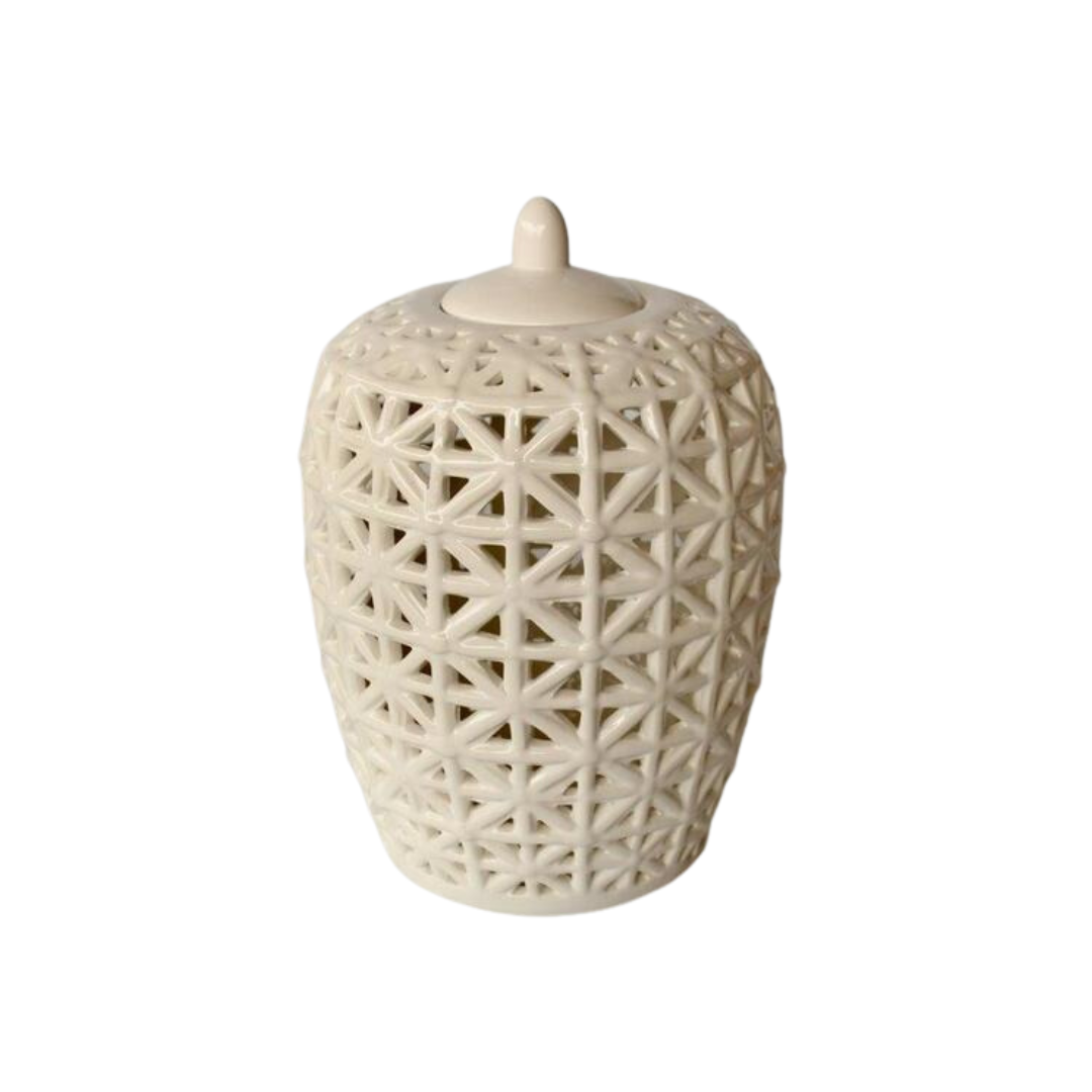 White Fat Criss-Cross Cut-Out Jar with Lid 32x21cm
Elevate your home decor with the White Fat Criss-Cross Cut-Out Jar with Lid, a stunning piece that combines elegance and sophistication. Measuring 32x21cm, this jar features a beautiful criss-cross cut-out design that adds a unique touch to any room. Its white finish and matching lid make it a perfect addition to various decor styles. www.uniqueboys.co.za
