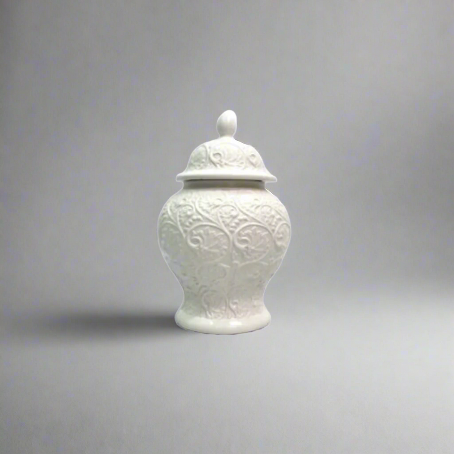 White Ginger Decorative Jar
Description
Add a touch of elegance to your space with this stunning White Ginger decorative jar. Hand-painted with intricate designs, this ceramic masterpiece is sure to elevate your home or office decor. www.uniqueboys.co.za