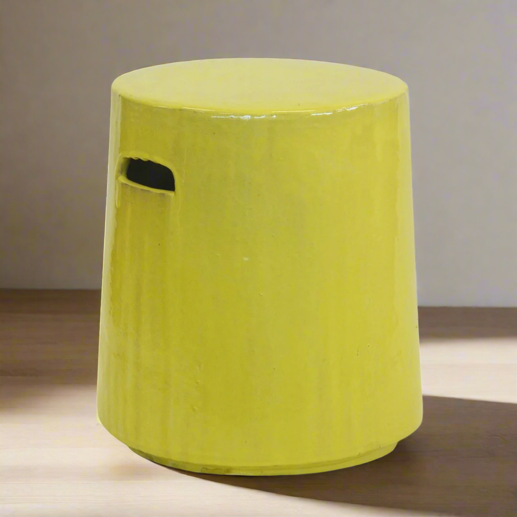 Garden stool trapeze yellow (44cm (h) x 34cm (d) (heavy)