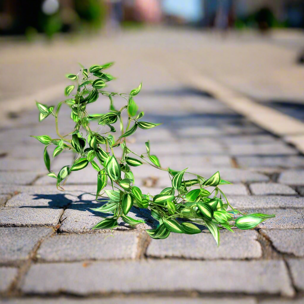 Product Description: Zebrina Vine
Elevate your home decor with the stunning Zebrina Vine, a beautiful artificial plant that brings a touch of nature indoors. Featuring delicate variegated leaves and realistic 3D printed tendrils, this gorgeous vine is perfect for adding a natural and elegant touch to any room.