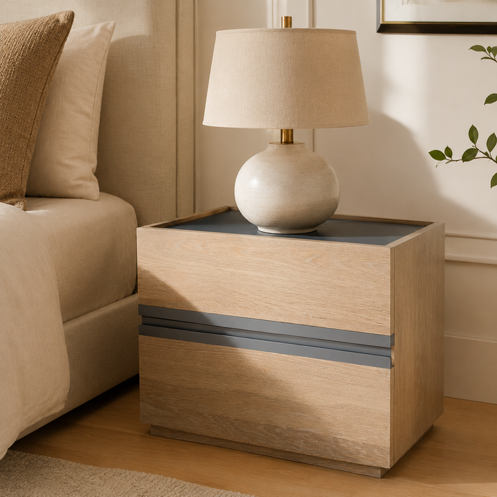 Berg Oak Pedestal — luxury bedroom lifestyle