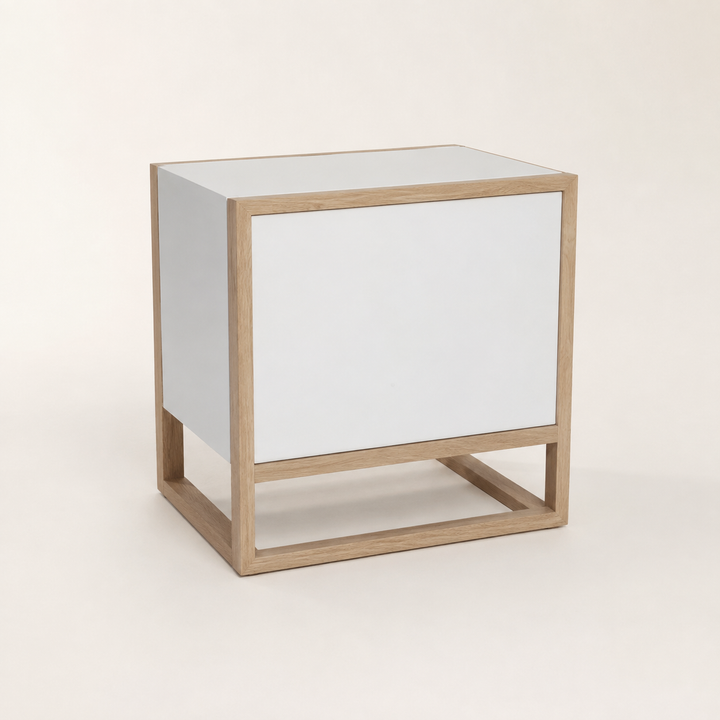 Berger White MDF Pedestal — rear angle