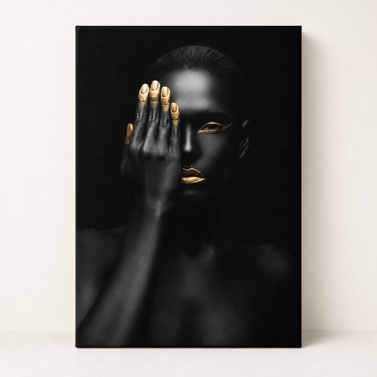 Black and gold female art print canvas only Number 1 — catalogue product image