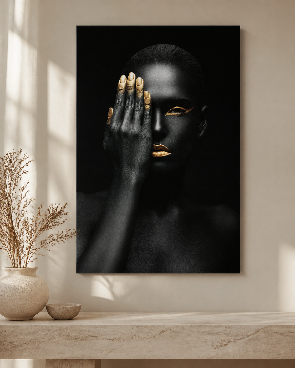 Black and gold female art print canvas only Number 1 — luxury lifestyle image