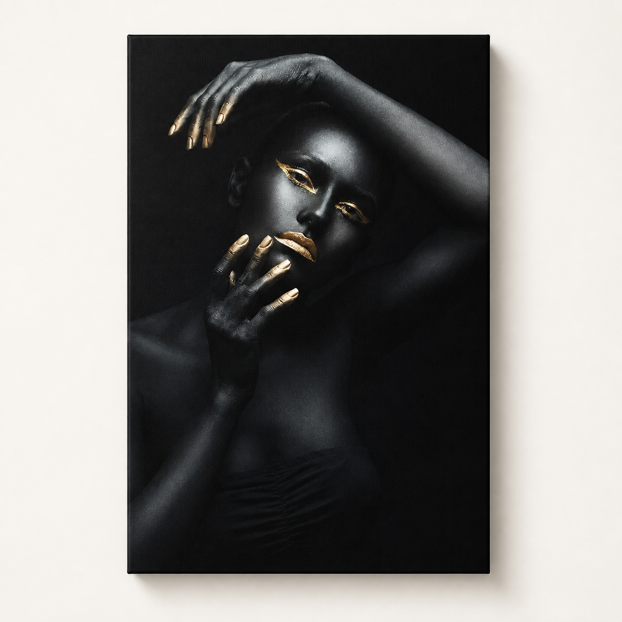 Black and gold female art print canvas only Number 2 — catalogue product image