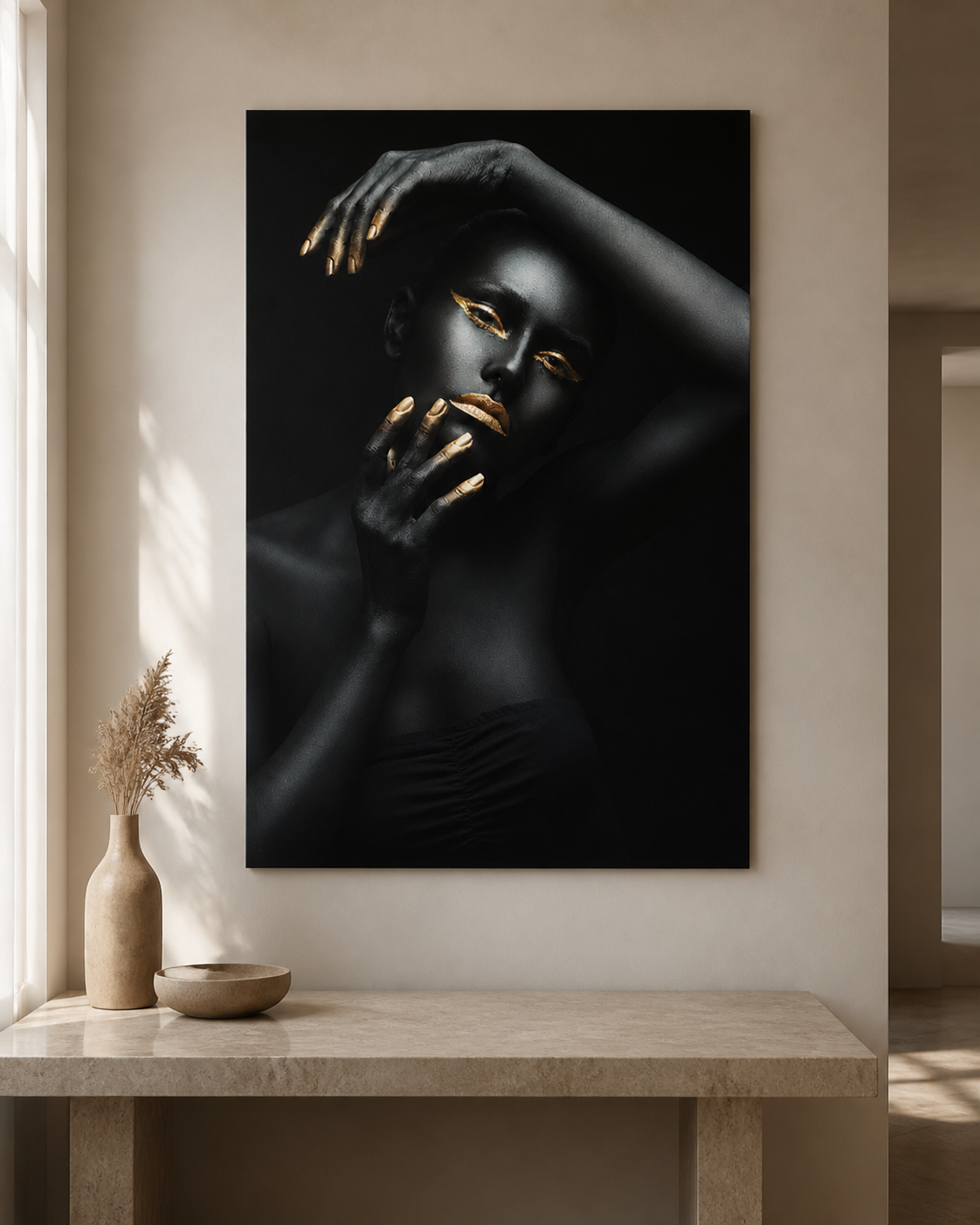 Black and gold female art print canvas only Number 2 — luxury lifestyle image