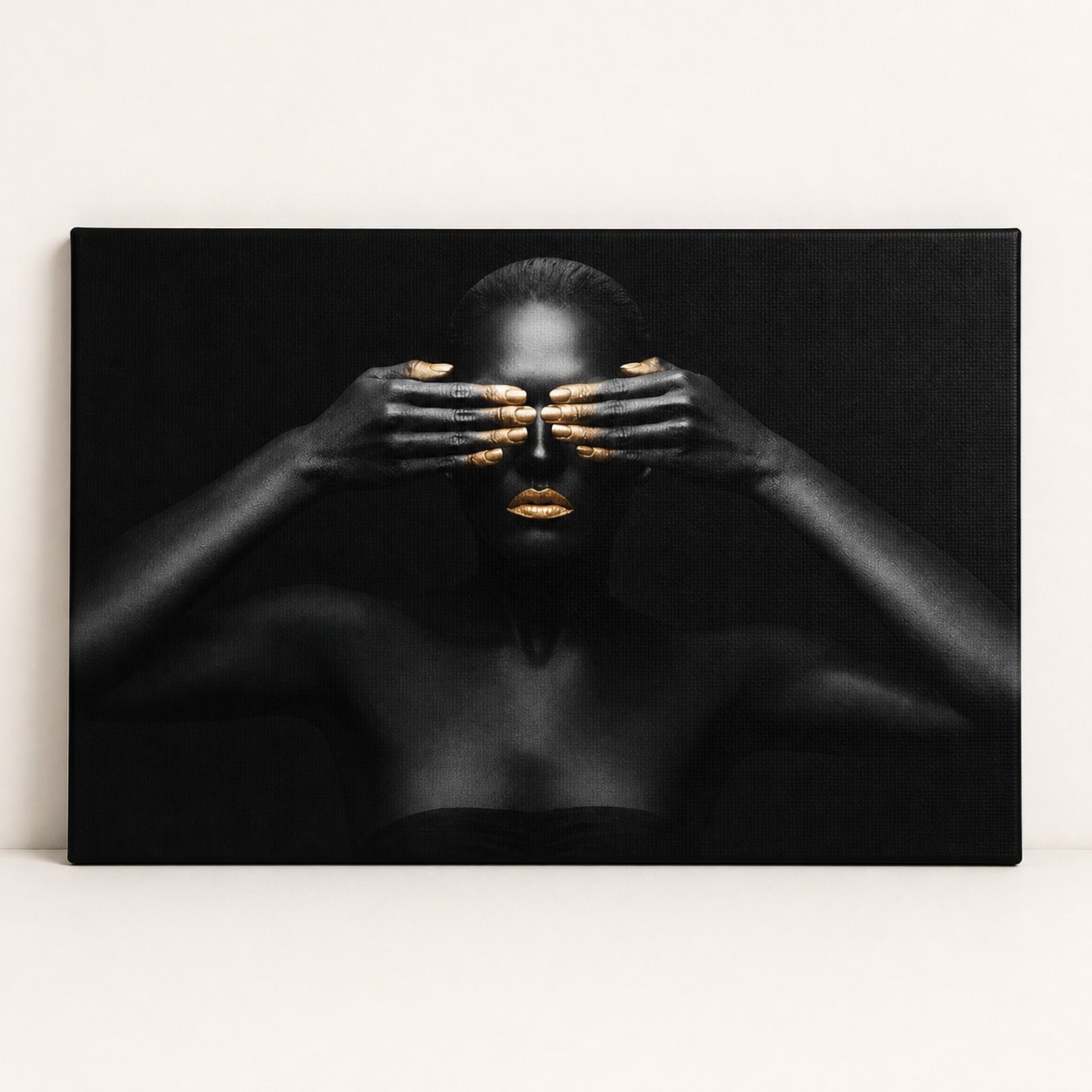 Black and gold female art print canvas only Number 3 — catalogue product image