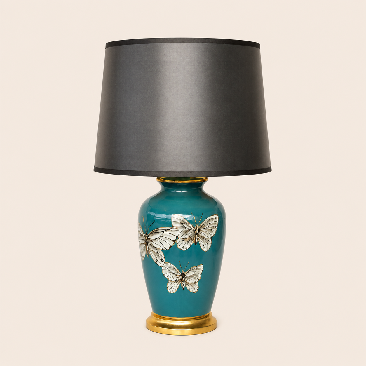 Blue 3 Butterfly Lamp Black Shade 68x40cm – catalogue view
