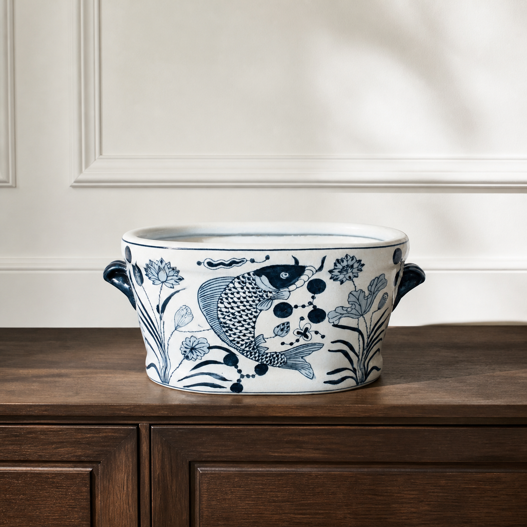Blue fish footbath in luxury interior