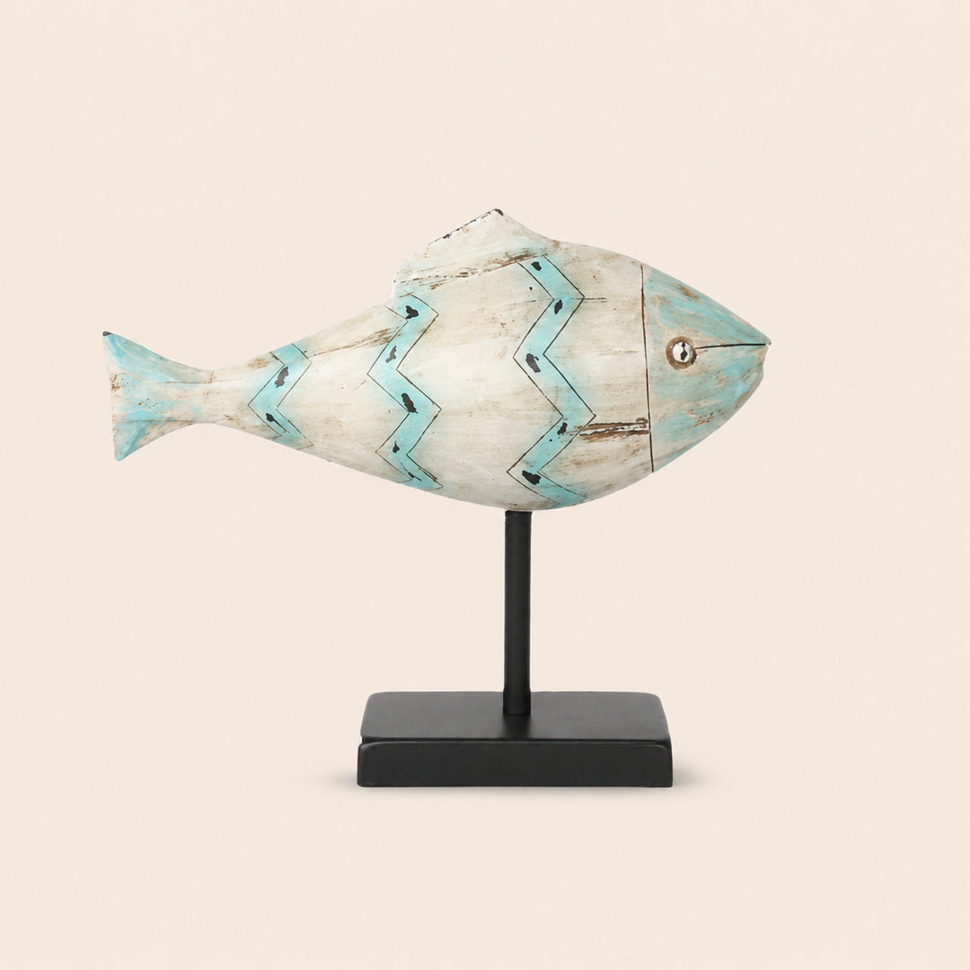 BLUE ZIGZAG FISH ON STAND 28X33CM catalogue view