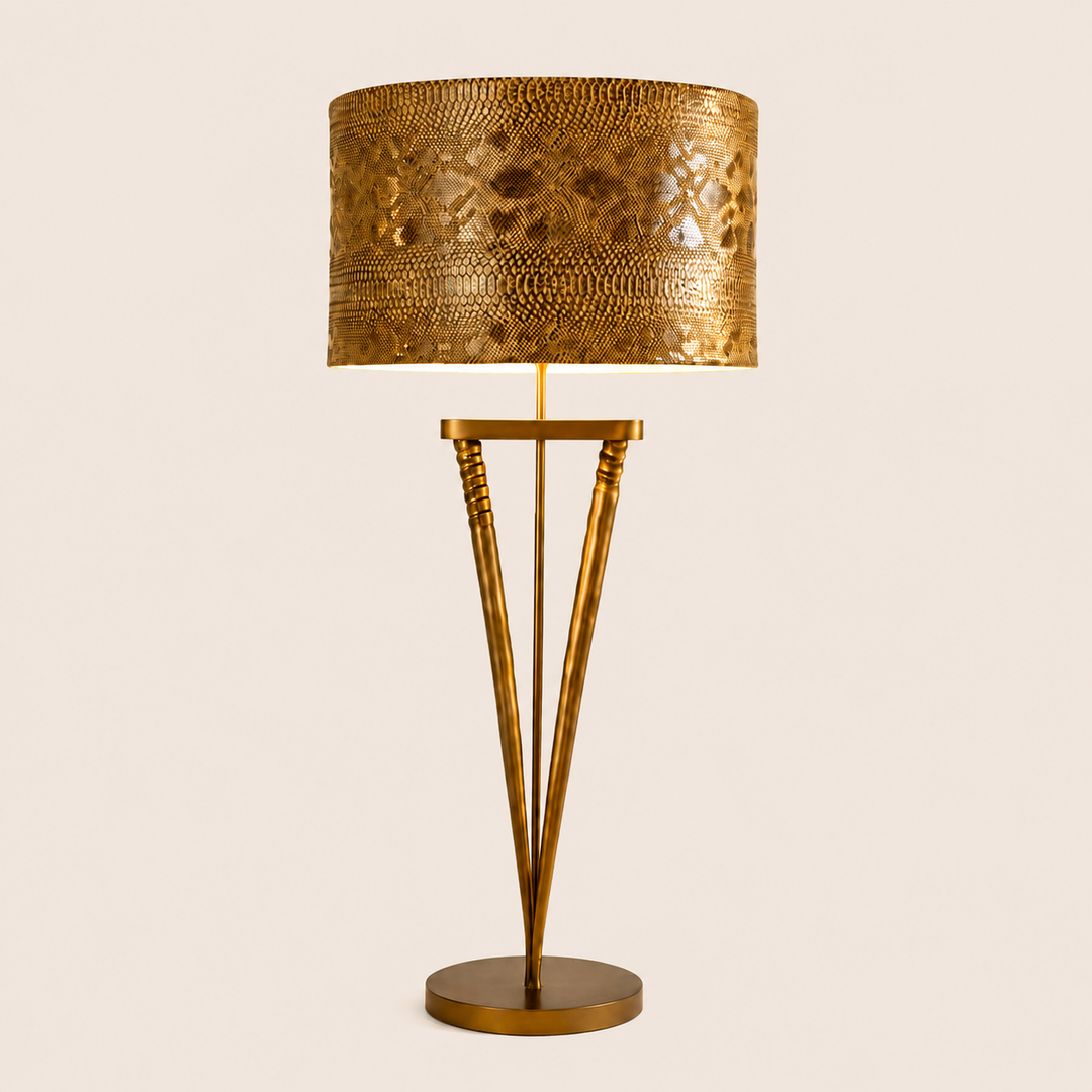 Bronze Duo Gemsbok Lamp &amp; Tan Lizard Shade – catalogue view