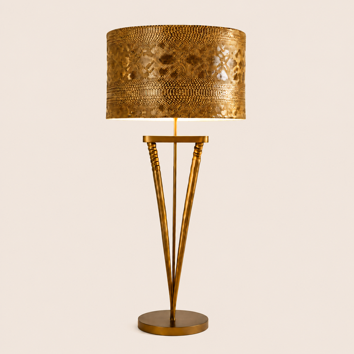 Bronze Duo Gemsbok Lamp &amp; Tan Lizard Shade – catalogue view