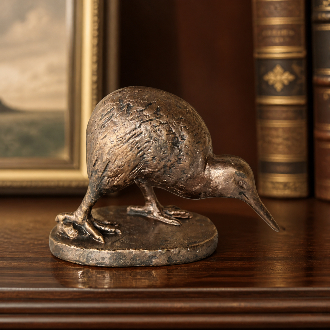 Bronze kiwi on stand - luxury lifestyle