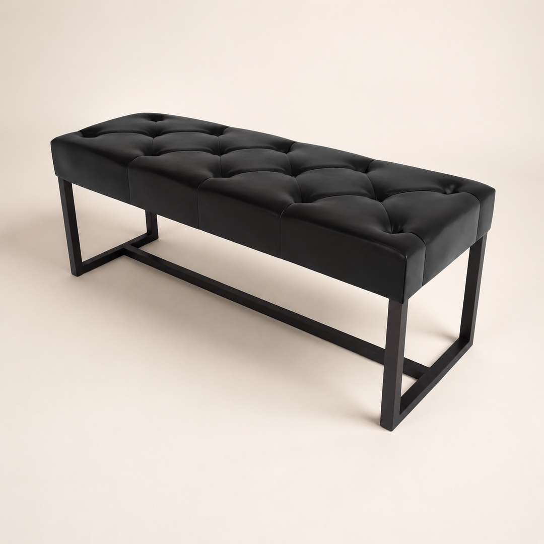 Brooklyn Ottoman deep button mercis leather mania — rear angle