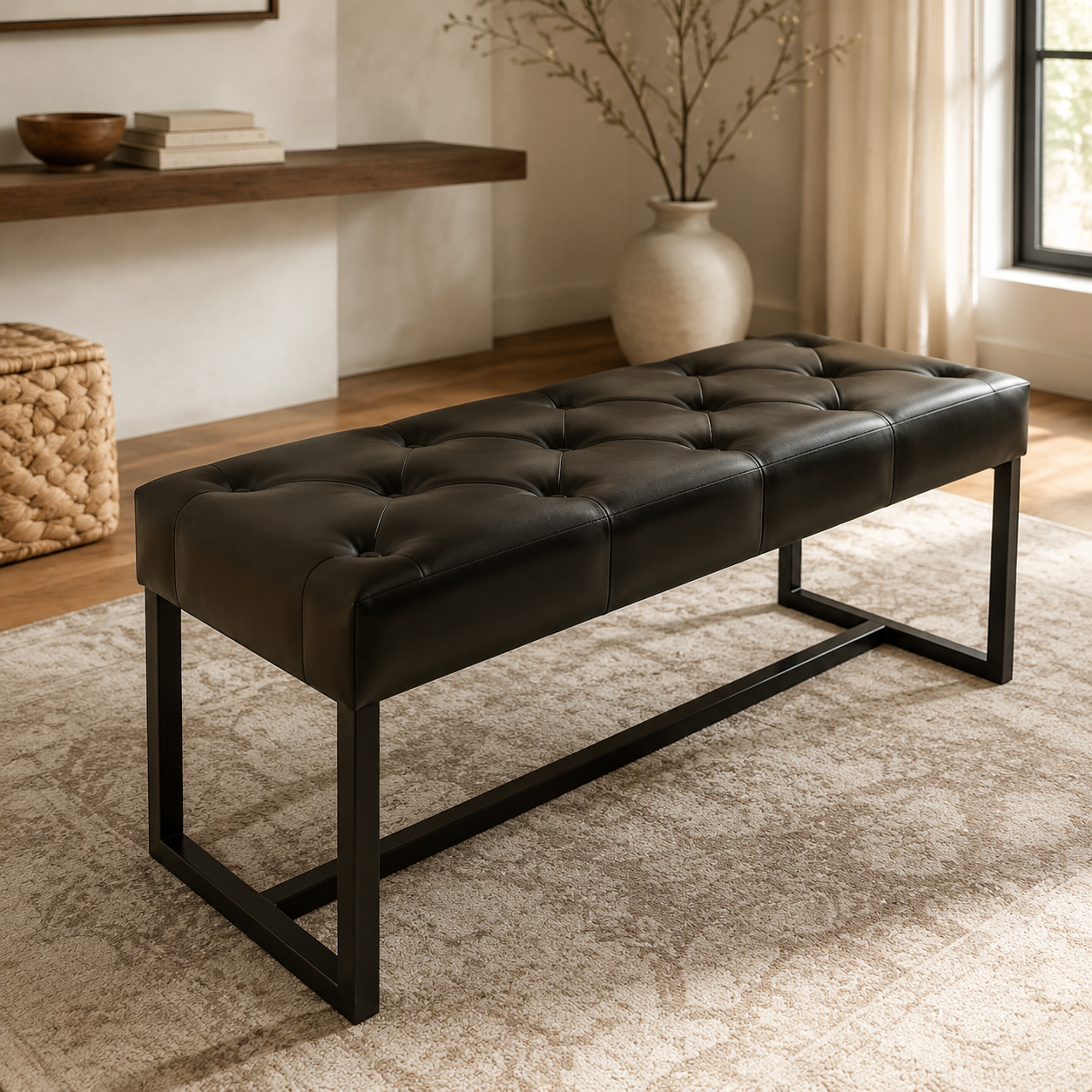 Brooklyn Ottoman deep button mercis leather mania — luxury lifestyle