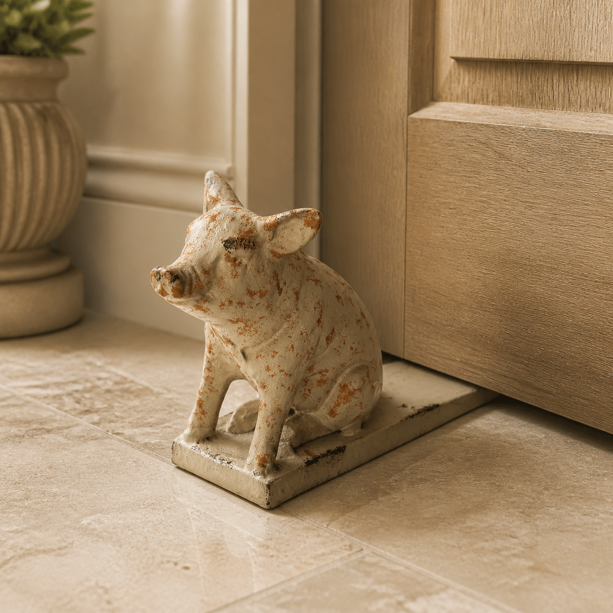 Cast iron pig door stopper - luxury lifestyle
