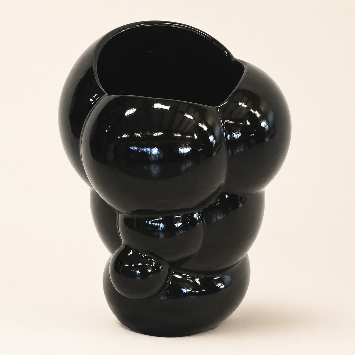 Ceramic bubble egg vase black large (35cm x 33cm) - catalogue