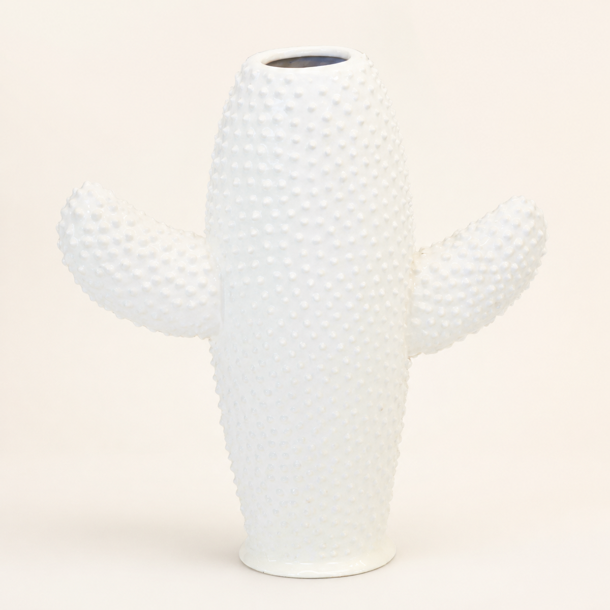 Ceramic cactus vase white flat large - catalogue