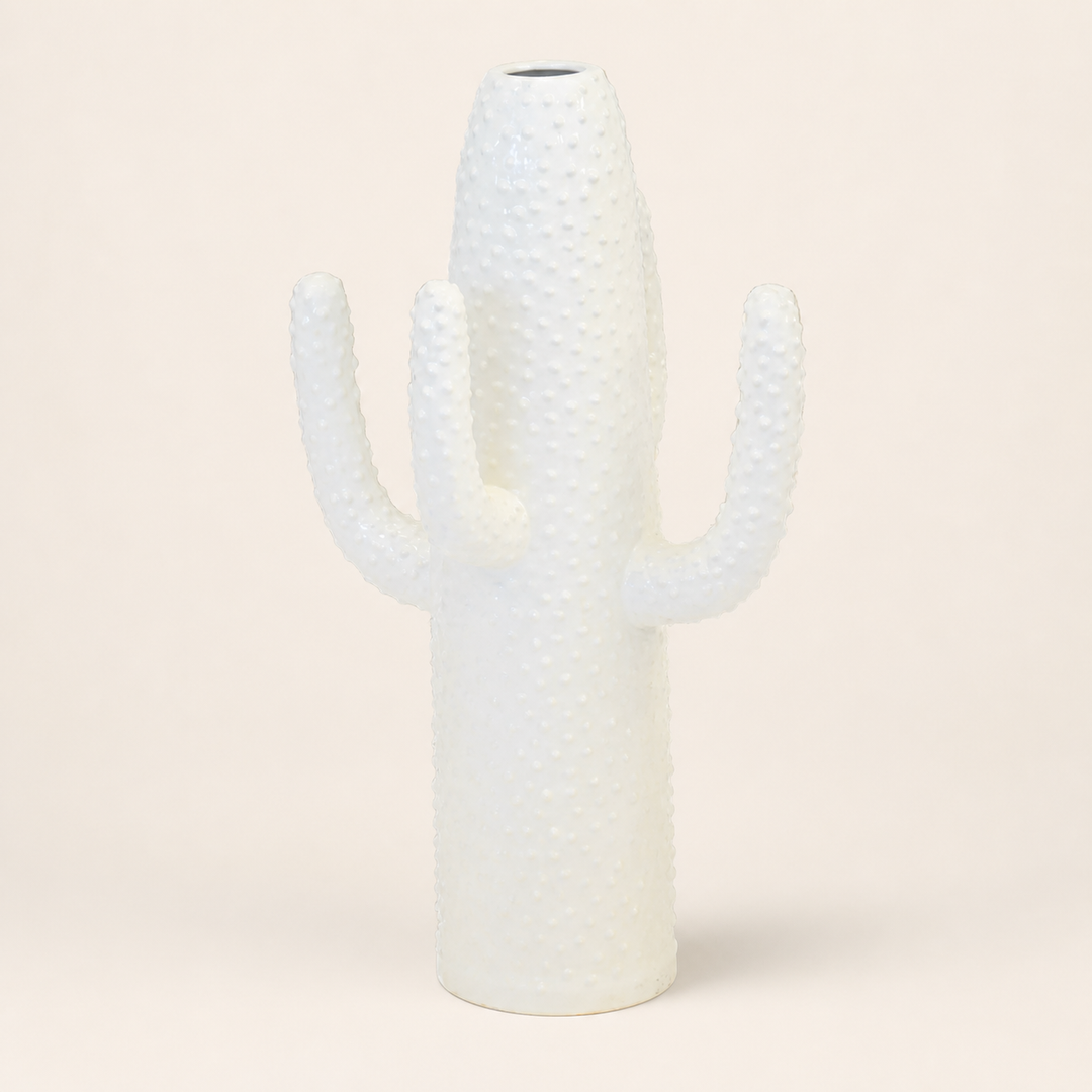 Ceramic cactus vase white large - catalogue