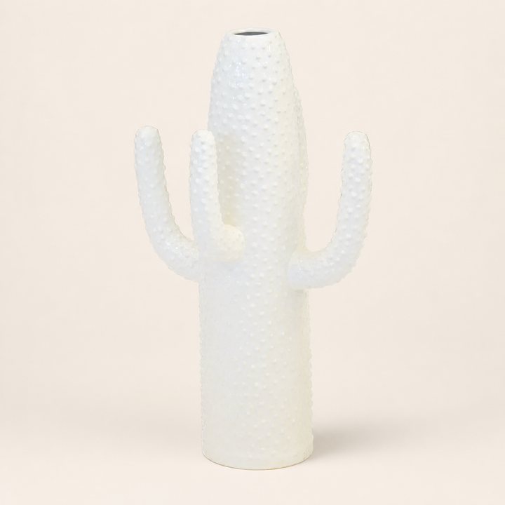 Ceramic cactus vase white large - catalogue