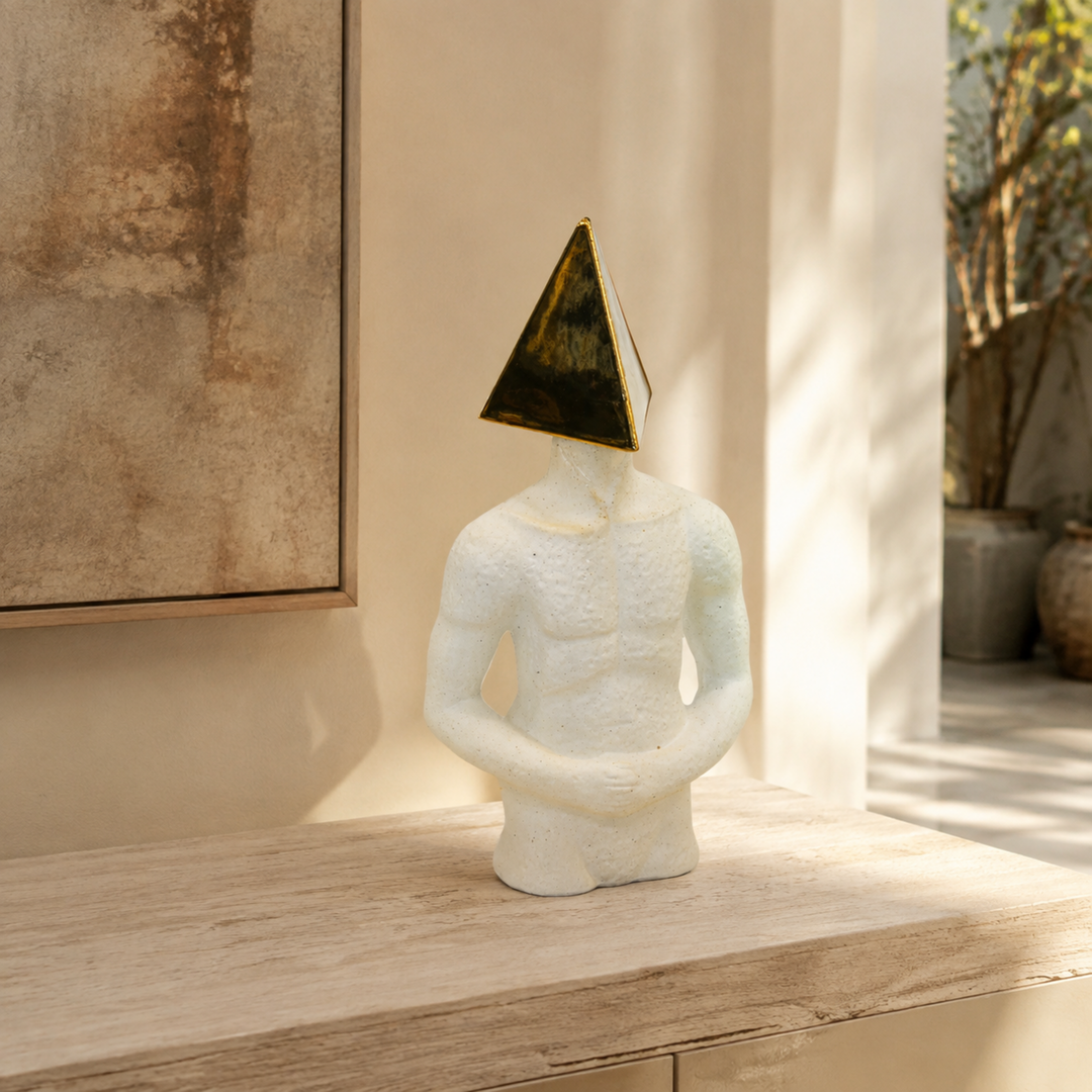 Ceramic Figurine Triangle Head — luxury interior lifestyle view