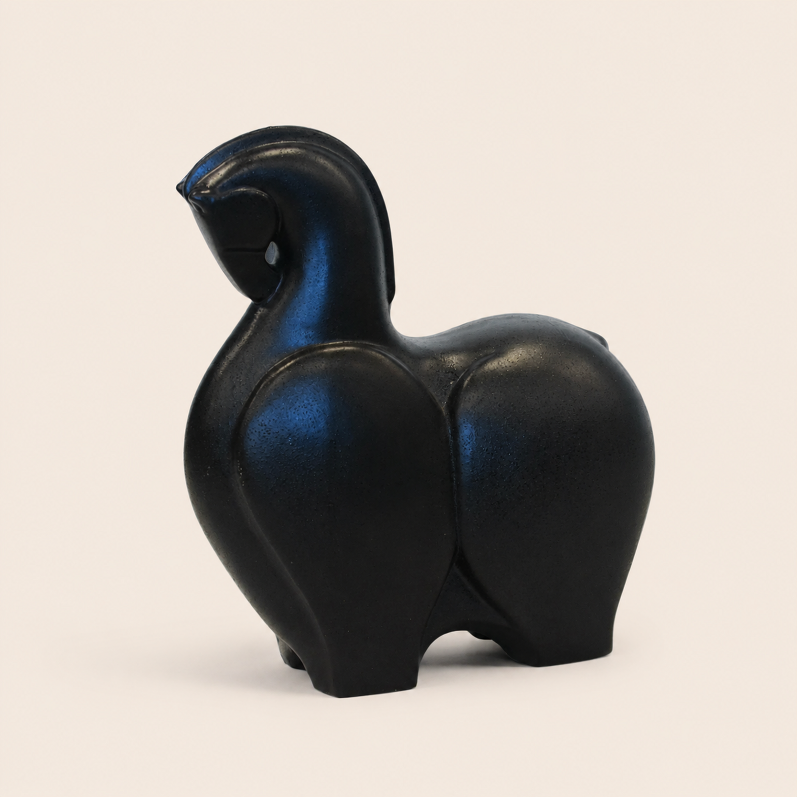 Ceramic Trojan Horse Statue Black — catalogue view
